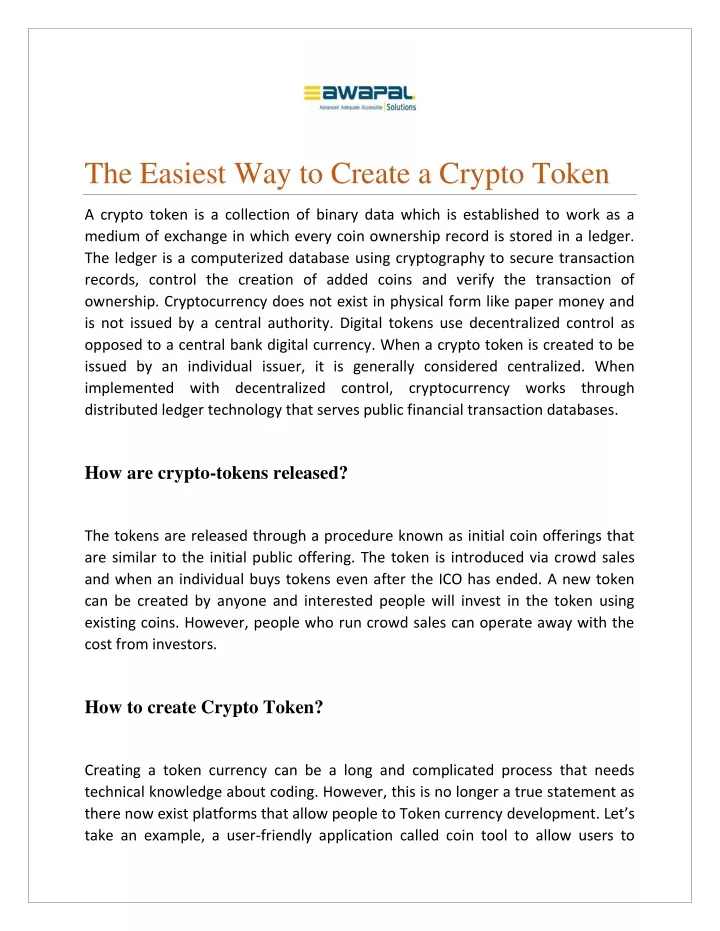 the easiest way to create a crypto token