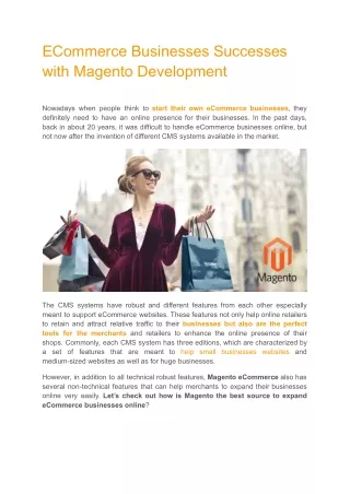 ECommerce Businesses Successes with Magento Development