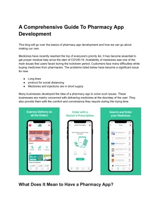 A Comprehensive Guide to Pharmacy app Development