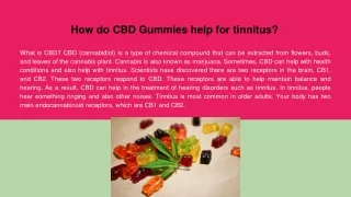 how do cbd gummies help for tinnitus