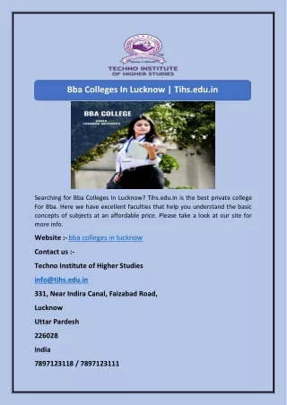 bba colleges in lucknow tihs edu in