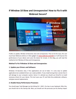 if window 10 slow and unresponsive