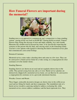 how funeral flowers are important during