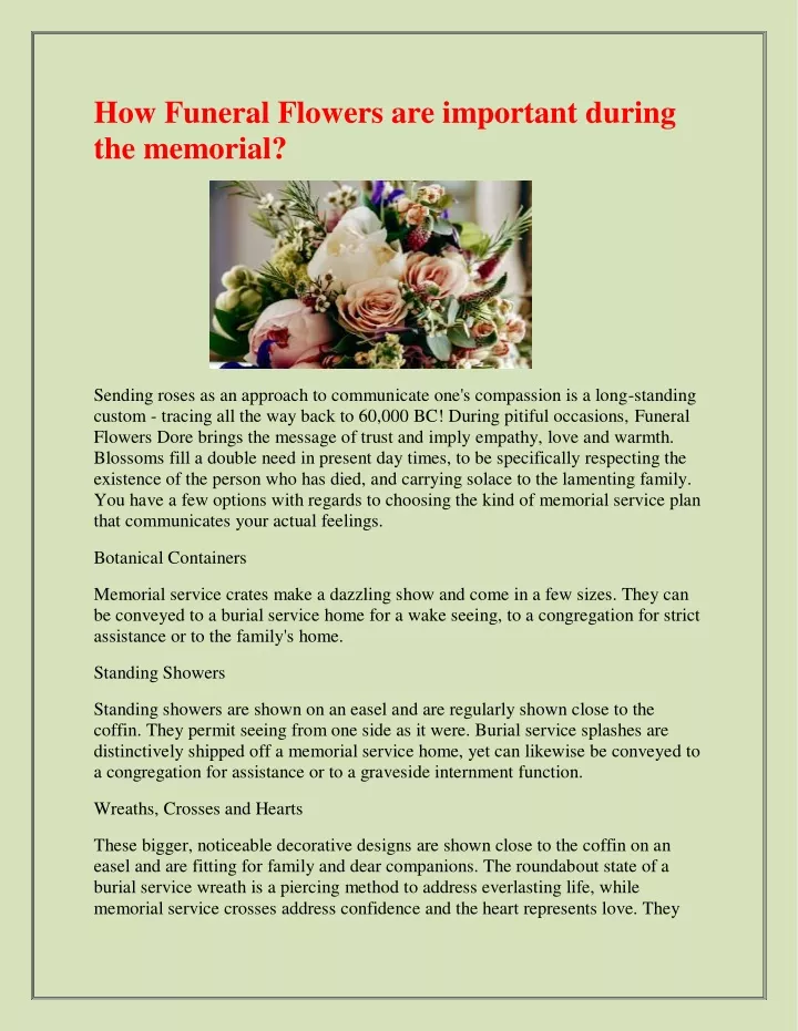 how funeral flowers are important during