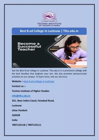 Best B.ed College In Lucknow | Tihs.edu.in