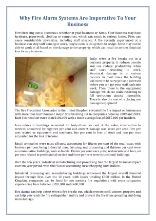 why fire alarm systems are imperative to your