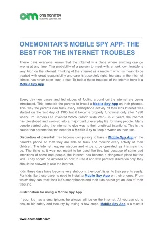 ONESPY’S MOBILE SPY APP_ THE BEST FOR THE INTERNET TROUBLES