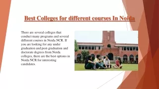 Best colleges for different courses in Noida