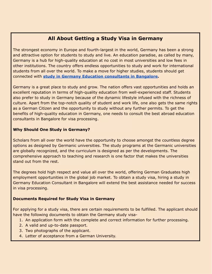 all about getting a study visa in germany