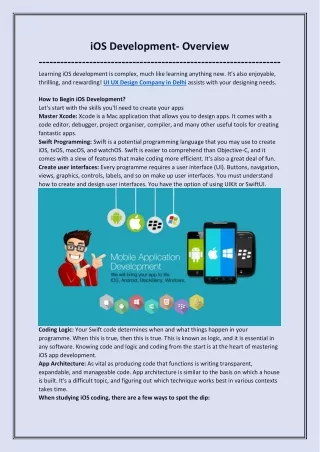 ios development overview learning ios development