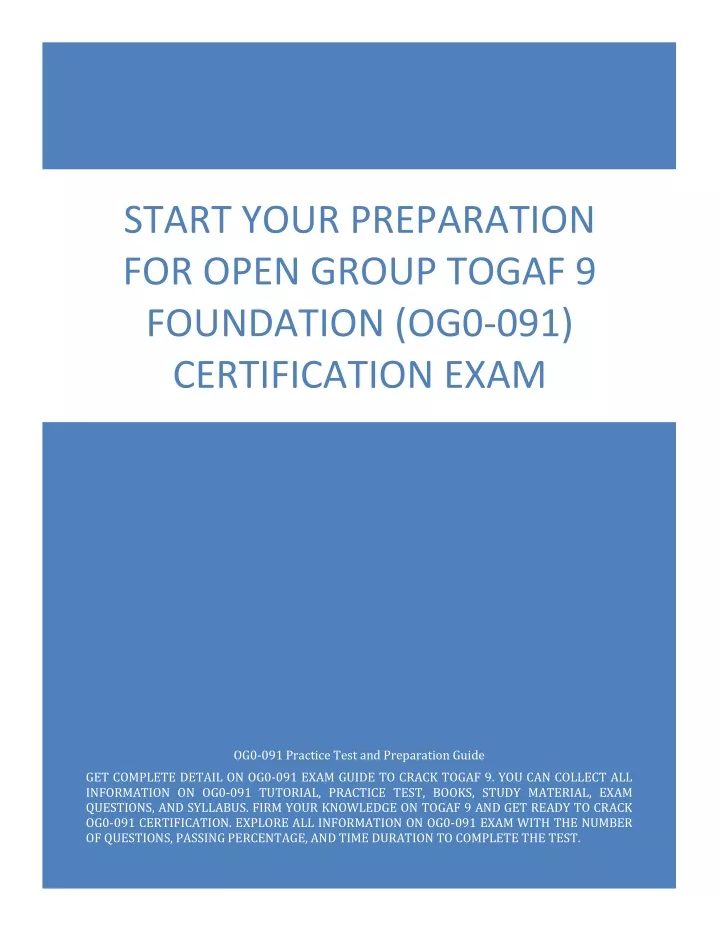 start your preparation for open group togaf