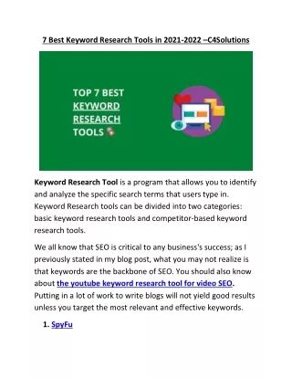 7 Best Keyword Research Tools In 2021-2022 -C4solutions
