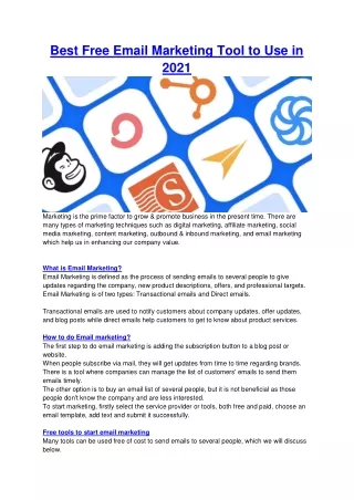 Best Free Email Marketing Tool to Use in 2021