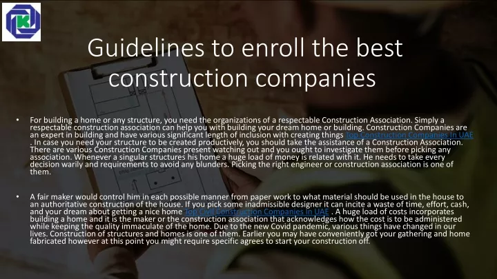 guidelines to enroll the best construction companies