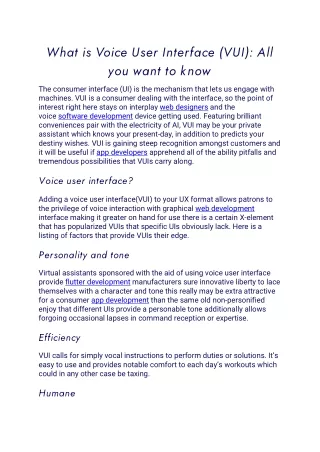 what is voice user interface vui all you want