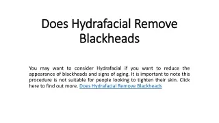 Does Hydrafacial Remove Blackheads