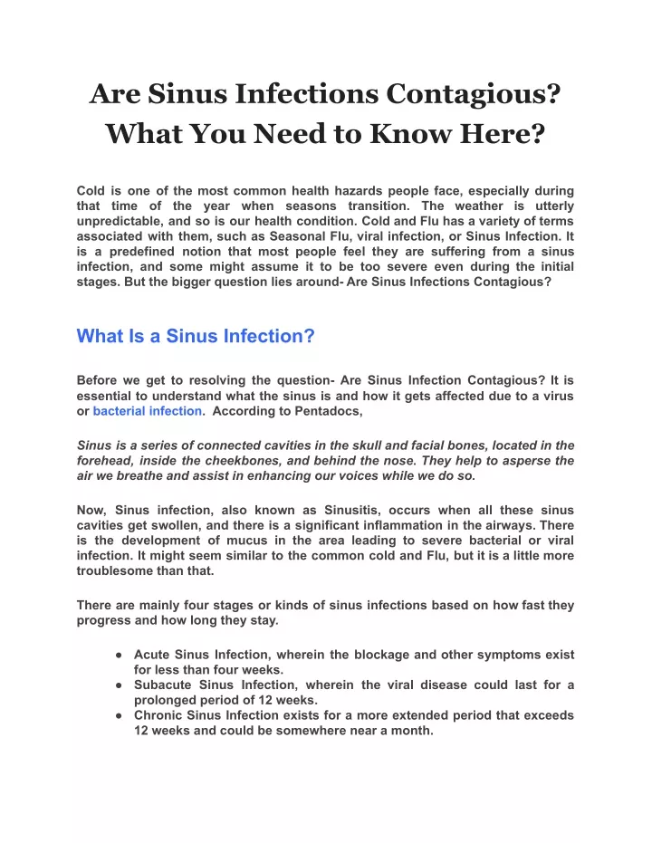 are sinus infections contagious what you need