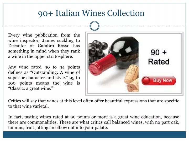 90 italian wines collection