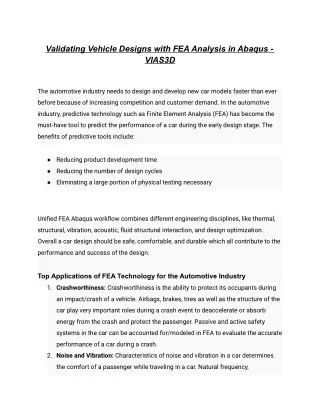 validating vehicle designs with fea analysis