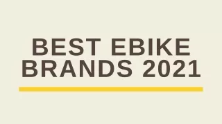 Best E-Bike Brands 2021