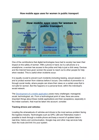 how mobile apps uses for women in public transport