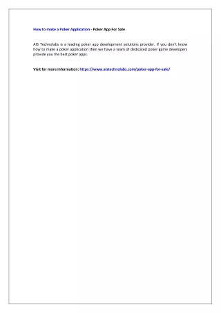 how to make a poker application poker app for sale