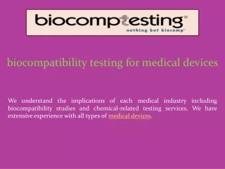biocompatibility testing for medical devices