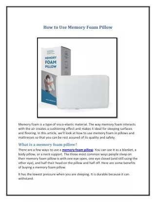 how to use memory foam pillow