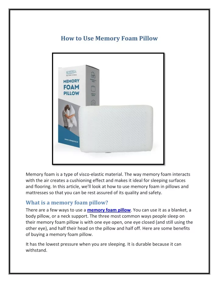 how to use memory foam pillow