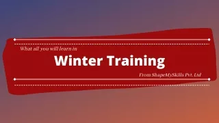 Online Winter Training | What will you learn ?