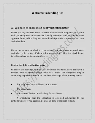 All you need to know about debt verification letter.