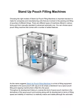 stand up pouch filling machines