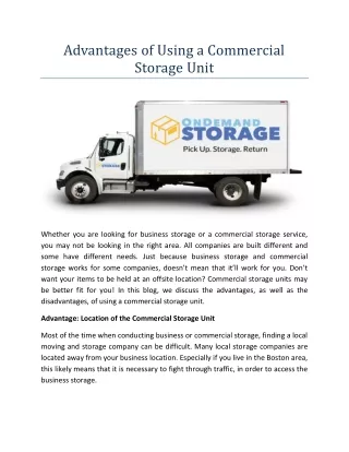 Advantages of Using a Commercial Storage Unit