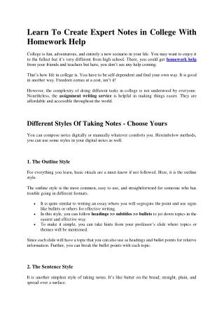 learn to create expert notes in college with