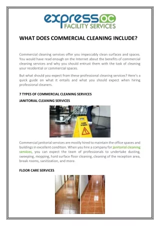 WHAT DOES COMMERCIAL CLEANING INCLUDE