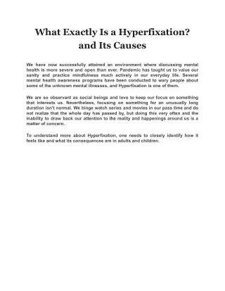 what exactly is a hyperfixation and its causes