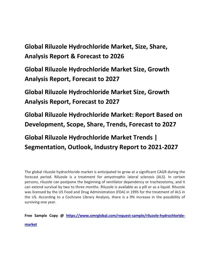 global riluzole hydrochloride market size share