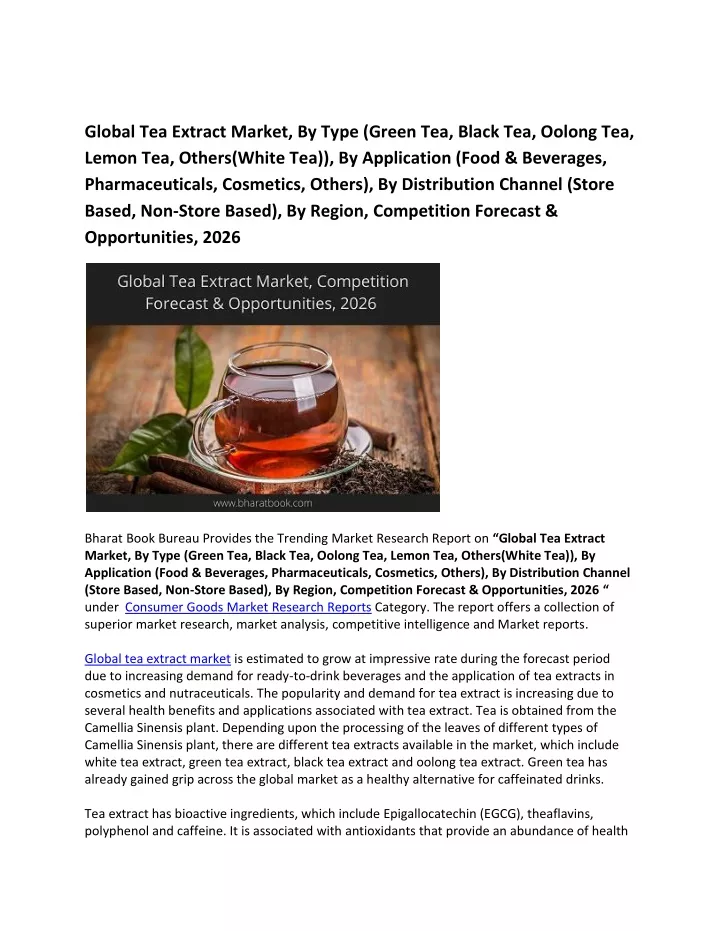 global tea extract market by type green tea black