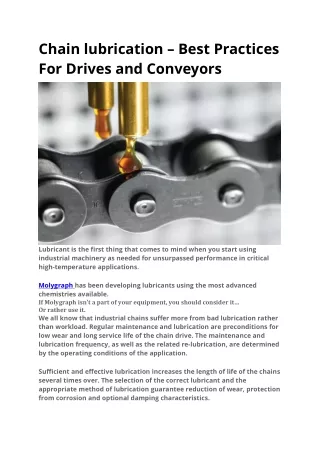 Chain lubrication - Molygraph Blog