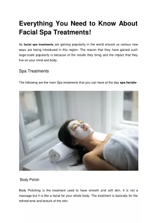 Everything You Need to Know About  Facial Spa Treatments!