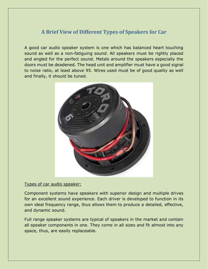 a brief view of different types of speakers