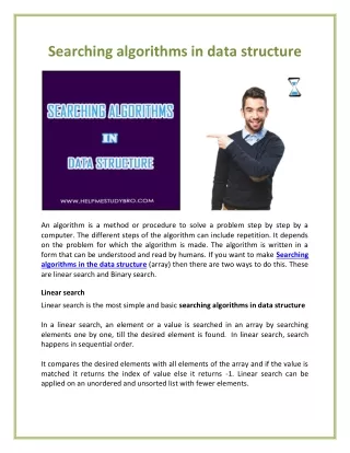 Searching algorithms in data structure