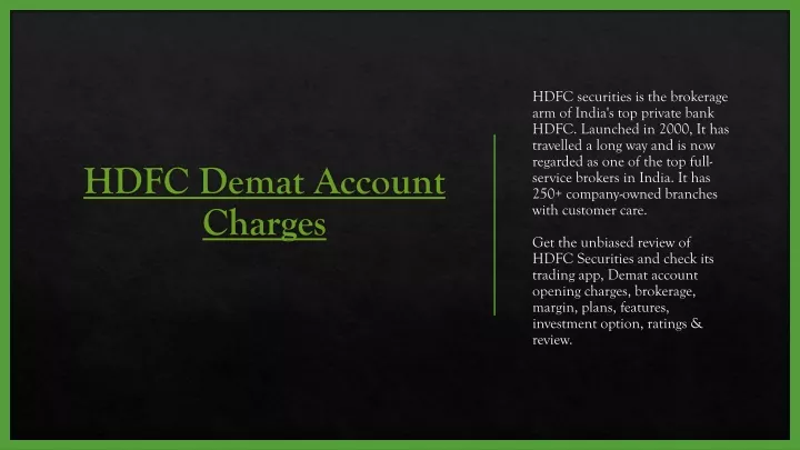 hdfc demat account charges