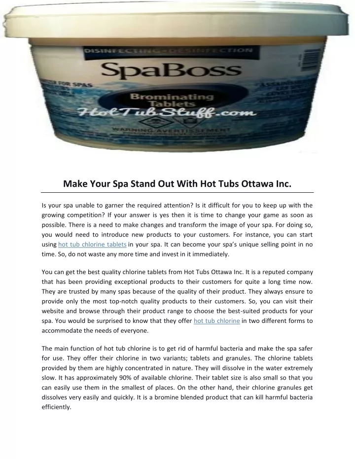 make your spa stand out with hot tubs ottawa inc