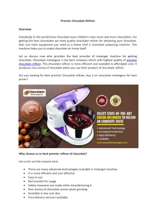 Chocolate Melanger With Speed Controller