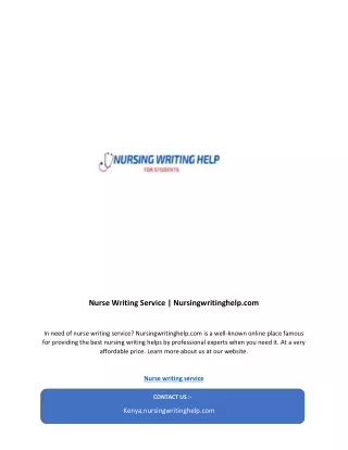 Nurse Writing Service | Nursingwritinghelp.com