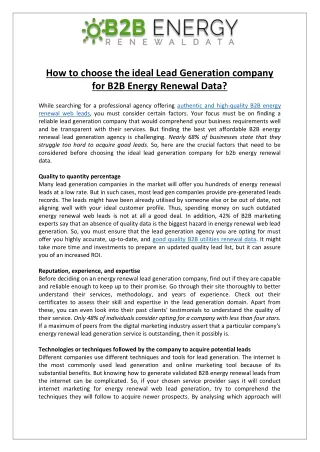 How to Choose the Ideal Lead Generation Company