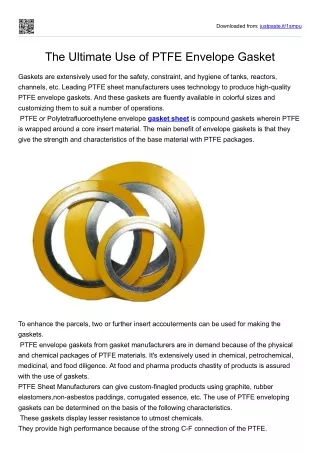 The Ultimate Use of PTFE Envelope Gasket
