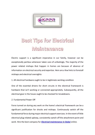 Best Tips for Electrical Maintenance Abu Hasan Technical Works LLC
