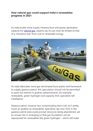 how natural gas could support india s renewables